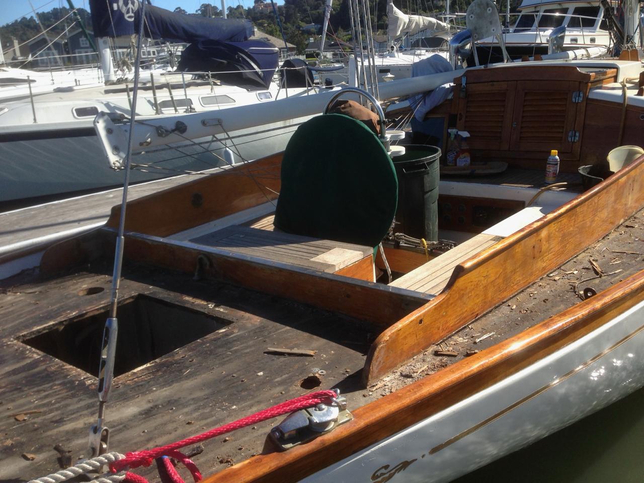 Stern with teak removed